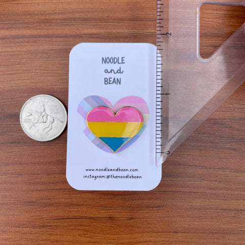 Pan Pride Flag Heart Pin